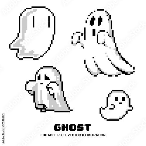 Pixel ghost set icon design vector