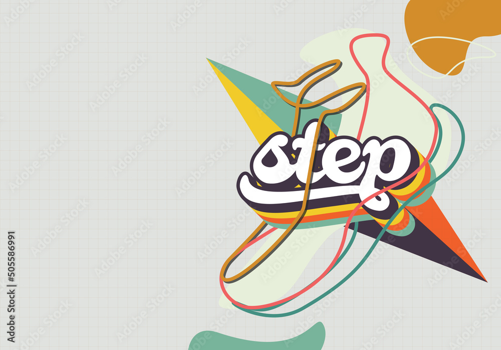 Abstract lifestyle graffiti design with sneaker and typography. Vector illustration.