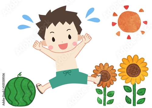 夏の子供　水泳・プール