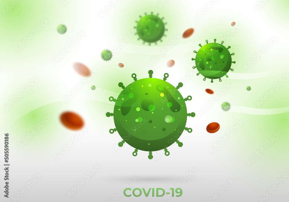 Coronavirus 2019-ncov and background of the virus with disease cells and red blood cells
