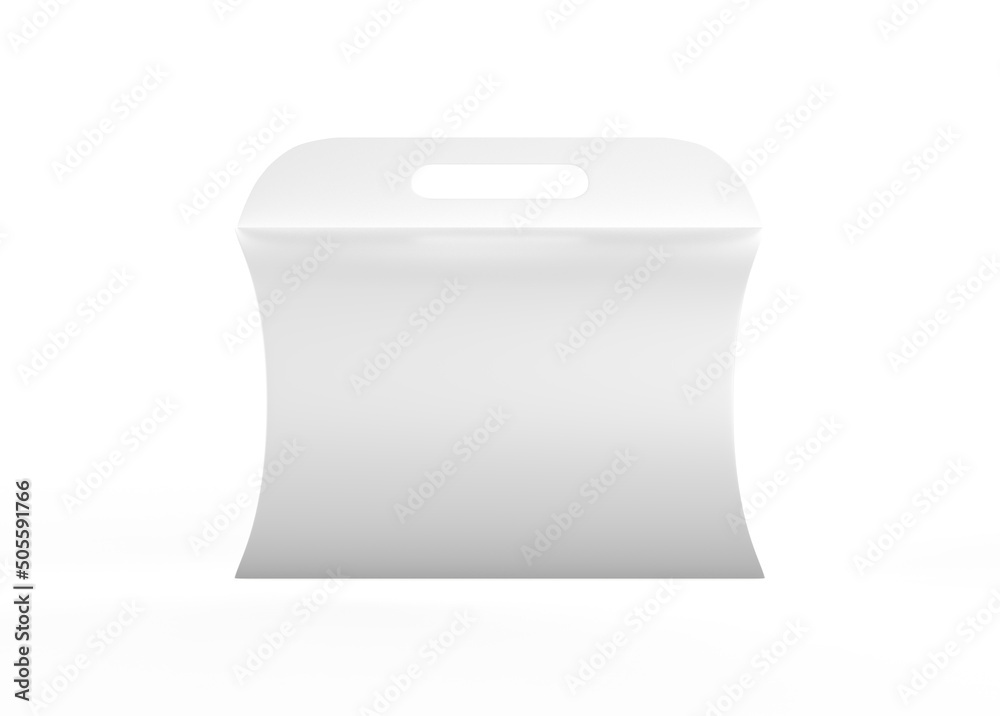 Kraft Paper Pillow Box with Handle Mockup Isolated On White Background. 3d Illustration Kraft Paper Pillow Box with Handle Mockup Isolated On White Background. 3d Illustration