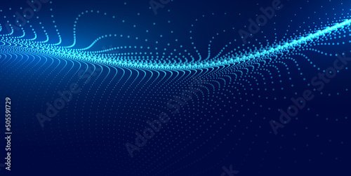Abstract background with flowing particles. Digital future technology concept. Vector illustration. © Abbasy Kautsar
