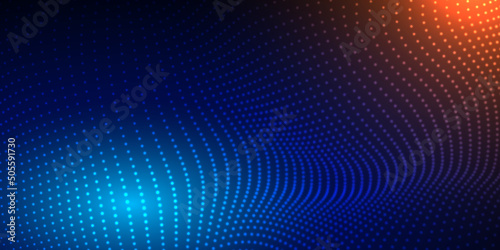 Abstract background with flowing particles. Digital future technology concept. Vector illustration. © Abbasy Kautsar