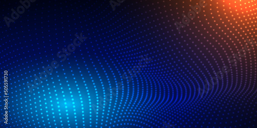 Abstract background with flowing particles. Digital future technology concept. Vector illustration.