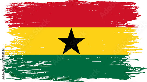 Ghana flag with brush paint textured isolated  on png or transparent background.Symbol of  Ghana. Vector illustration photo