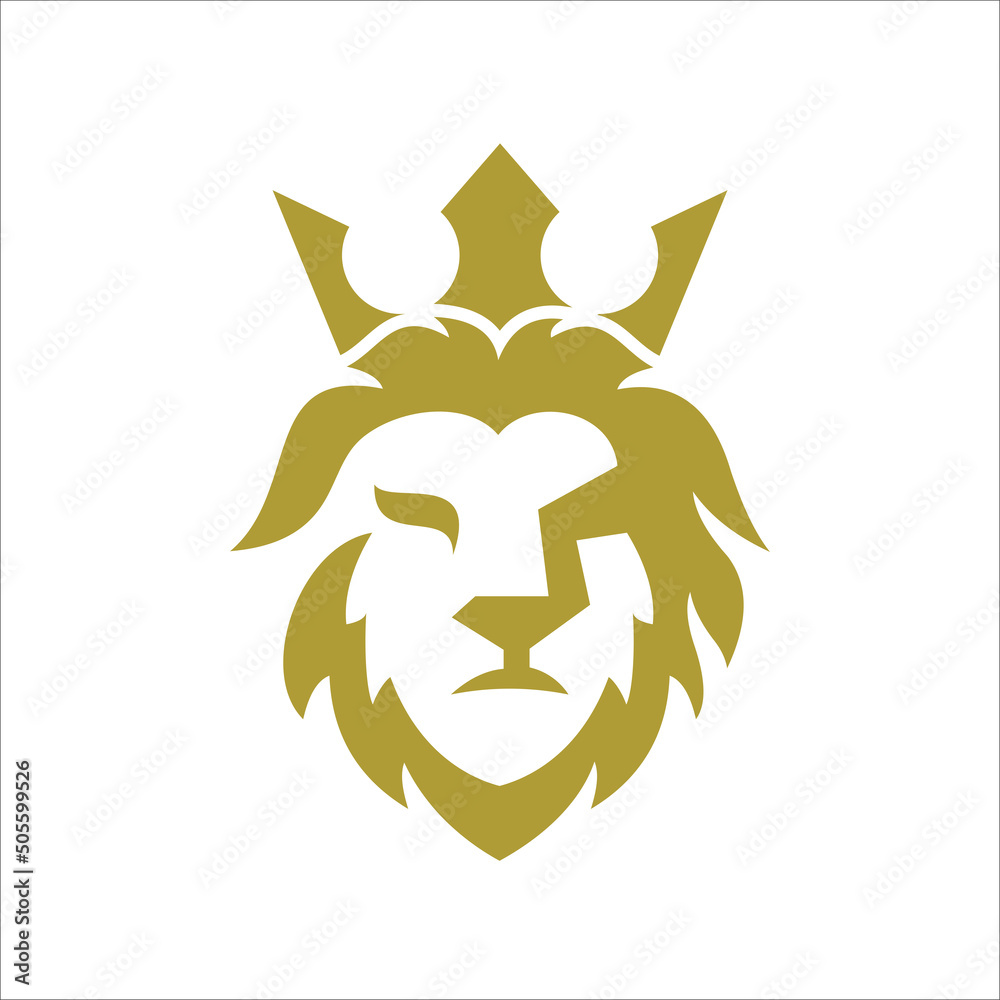 Mascot Lions Head.  King Lion Logo Design Template Vector Illustrations