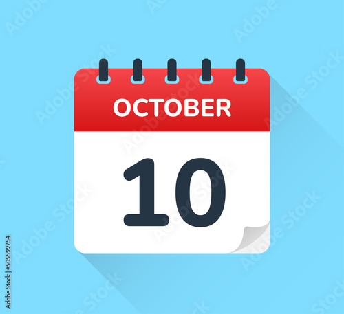 October 10 - Calendar icon - Vector illustration