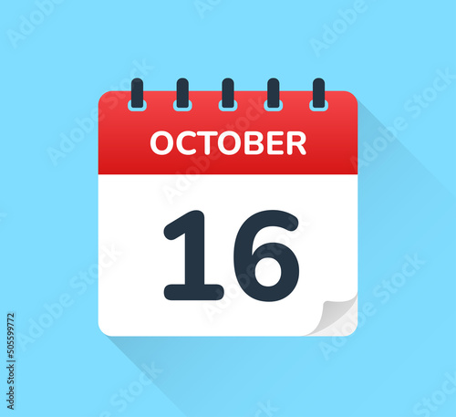 16 October - Calendar icon. Vector illustration.