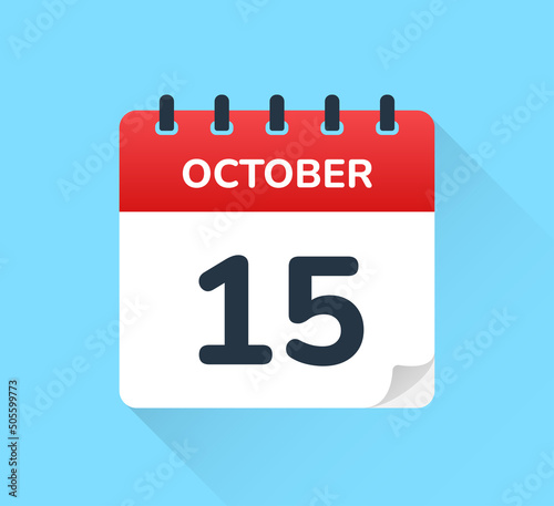 15 October - Calendar icon. Vector illustration.