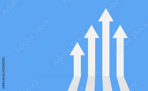 arrows up on blue background. Business arrow target direction. success and growth concepts. copy space composition. Vector illustration