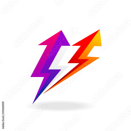 Triple thunder logo with arrow concept