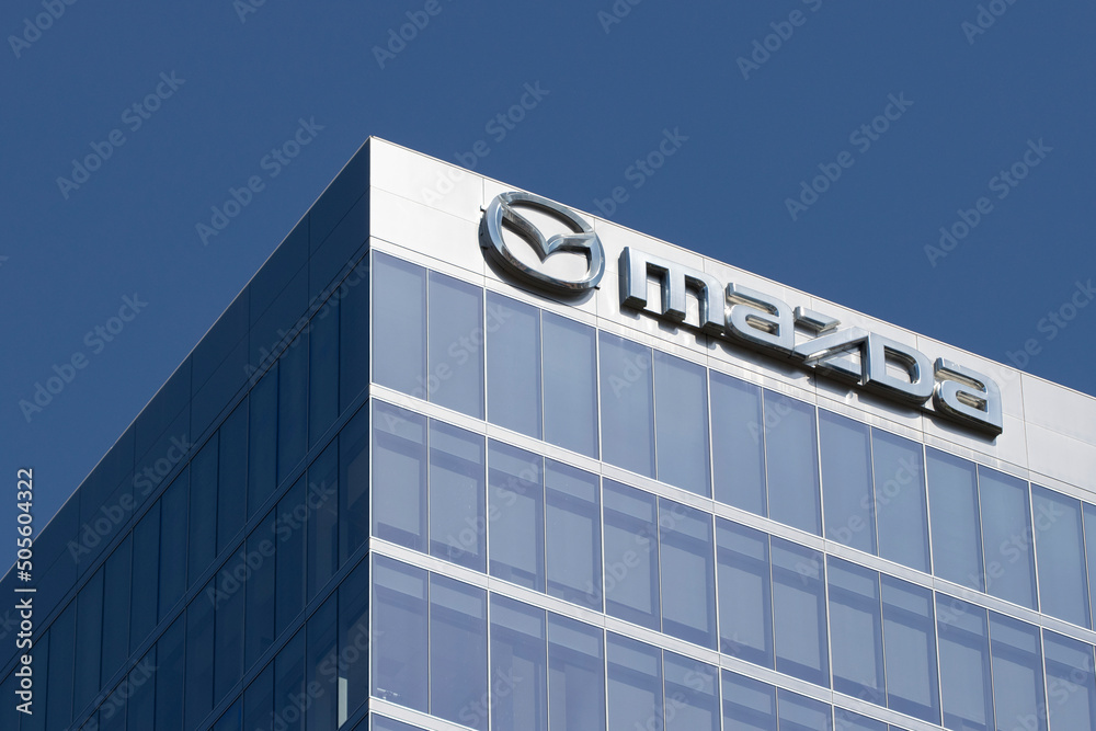 Irvine CA USA May 7 2022: Mazda logo is seen at Mazda #39 s North