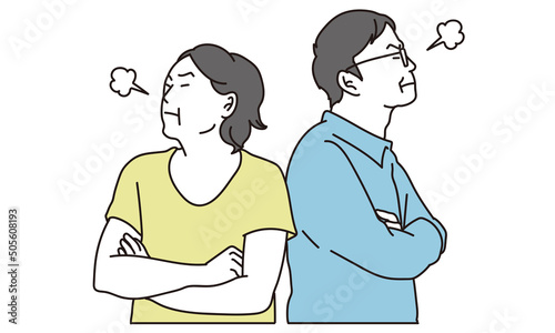 喧嘩で対立する夫婦	
