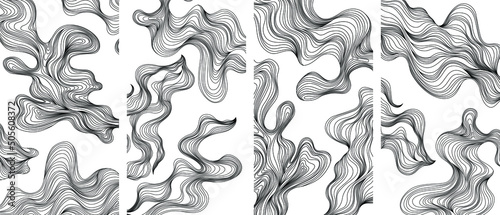 Vector art. Cover layout template. Wavy curved line backgrounds set
