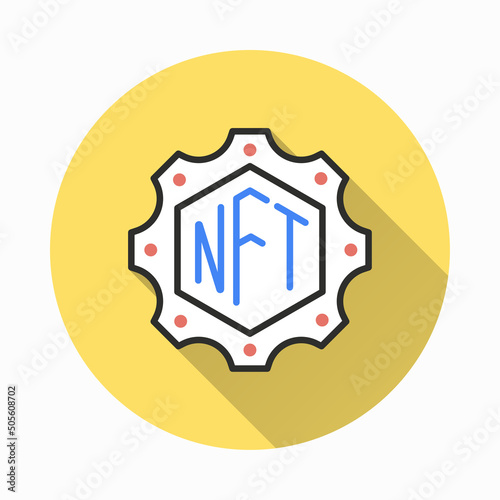 NFT icon with long shadow for graphic and web design.