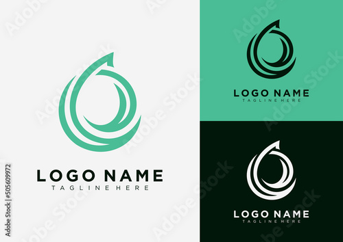 Letter E and water drop logo design template.