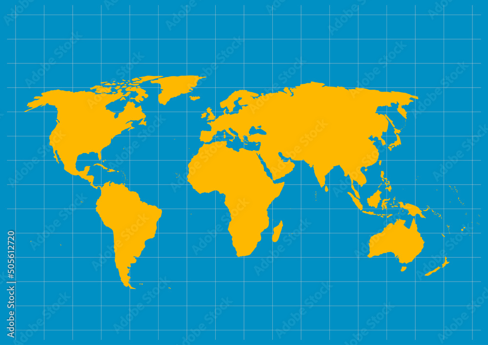 World map vector, isolated on blue background. Flat Earth, map template for website pattern, annual report, infographics. Travel worldwide, map silhouette backdrop World map vector, isolated on blue background. Flat Earth, map template for website pattern, annual report, infographics. Travel worldwide, map silhouette backdrop