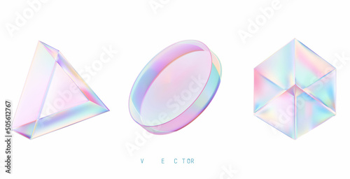 Set of colored 3D objects on a white background.