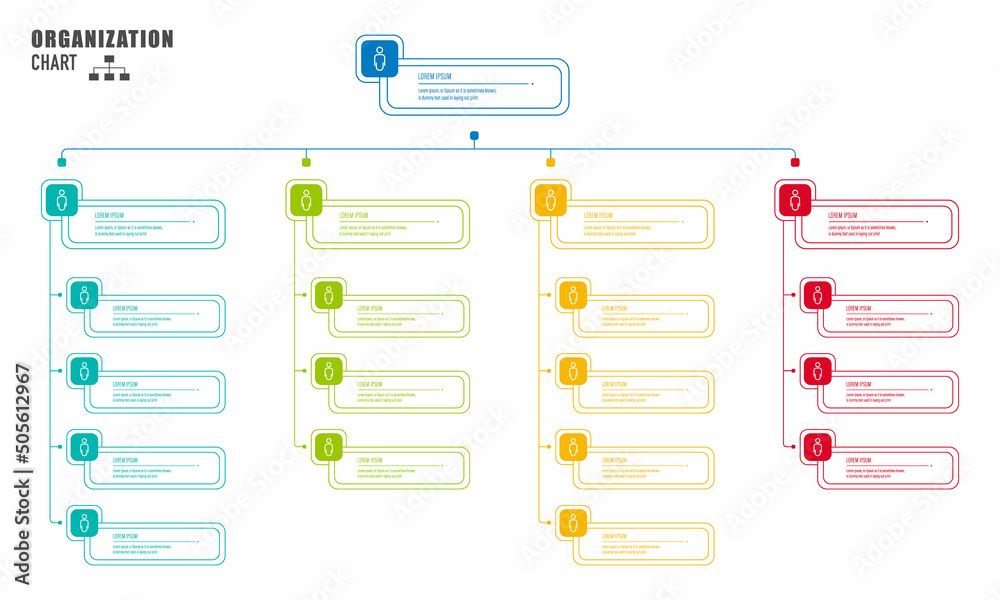 Corporate organisation chart with business people icons. Vector illustration	
 - obrazy, fototapety, plakaty 