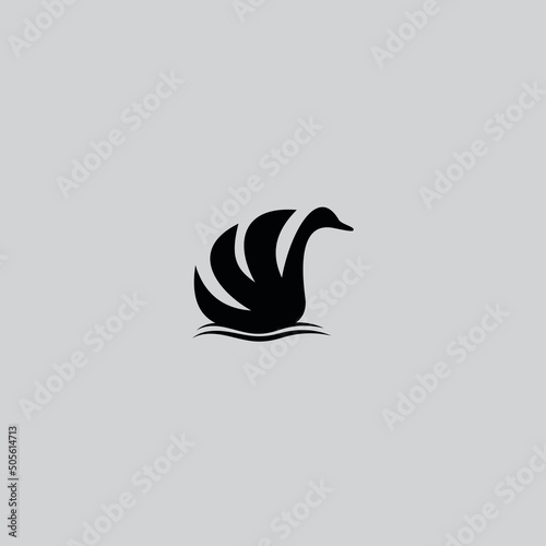 Swimming swan logo design vector