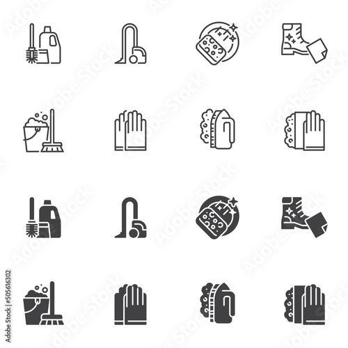 Housekeeping and cleaning service icon set
