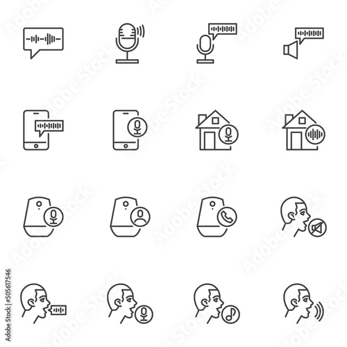 Voice assistant command line icons set