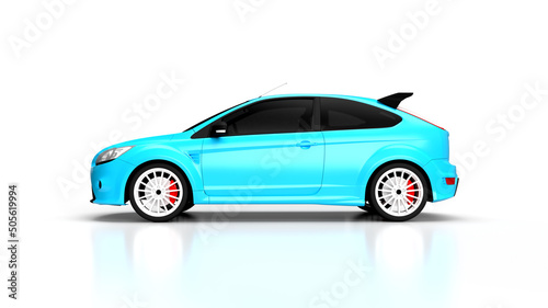 3d render blue car on a white background with reflection © Роман Мартинюк
