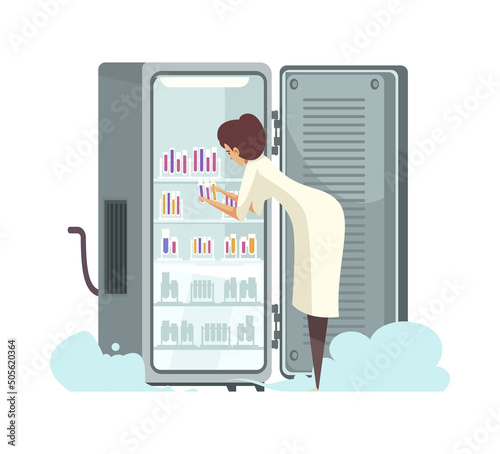 Female Scientist Fridge Composition
