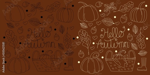 set of autumn doodleselementdesign