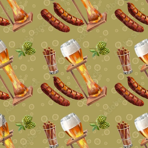 seamless background with beer mugs