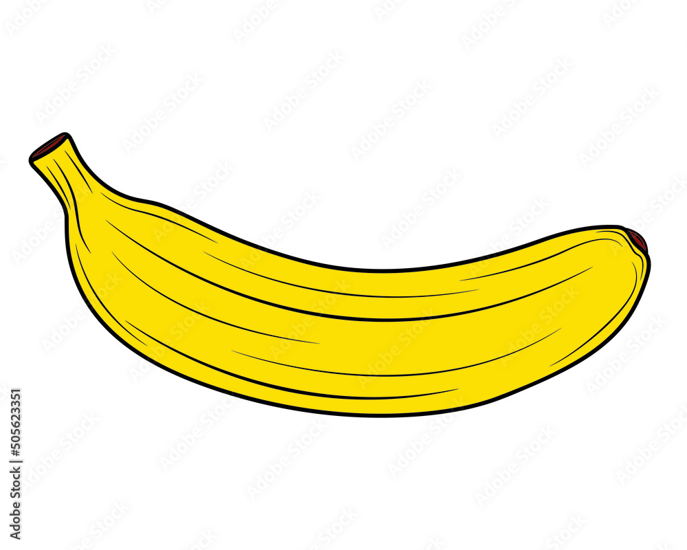 Tasty banana in clipart style isolated on white background. Vector illustration.