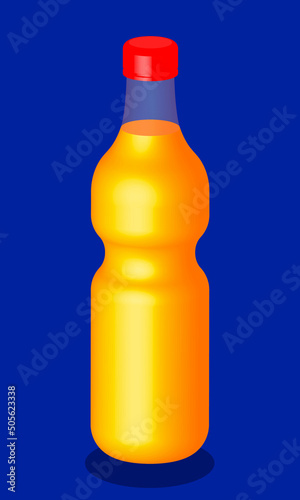orange juice bottle, soft drink, vector illustration