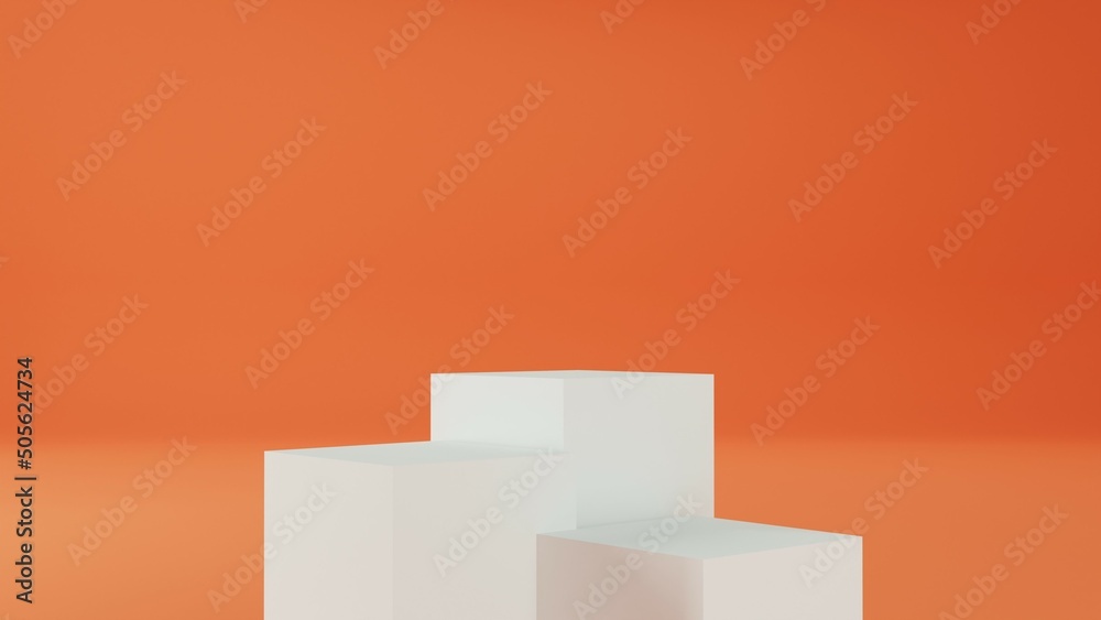 3d rendering of promotion sale with orange podium gifts, shopping bag and balloon on minimal orange background. 3d rendering of promotion sale with orange podium gifts, shopping bag and balloon on minimal orange background.