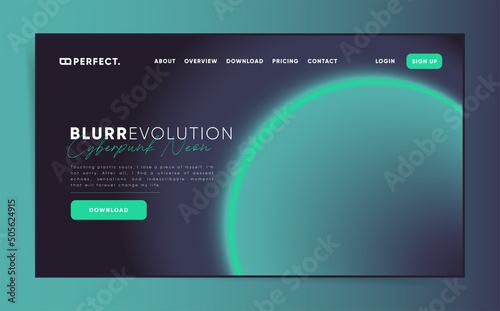 Blurred neon gradient website header. Vector web page template design with dark space modern minimal background.