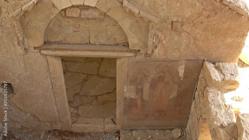 Demre, Turkey - 27th of October 2021: 4K Sacred image and door to the house of the Virgin Mary in Demre
