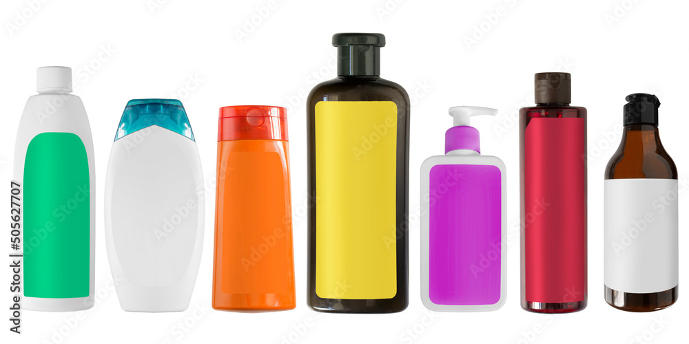 Cosmetic bottles isolated
