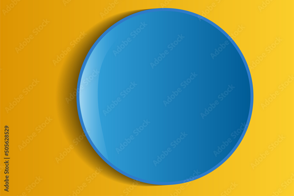 a blue plate on a yellow background. vector illustration