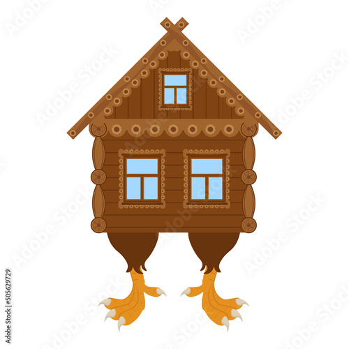 A hut on chicken legs. Fairy tale Slavic fantasy. Vector illustration.