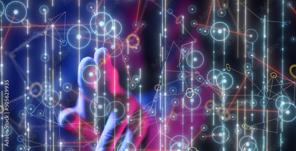 Neural network 3D illustration. Big data and cybersecurity Neural network 3D illustration. Big data and cybersecurity