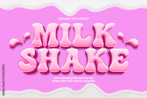 Editable text effect - Milkshake pink 3D Style