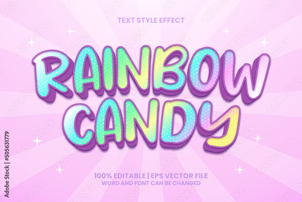 Rainbow Candy editable text effect cartoon games style