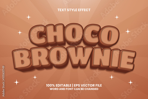 Choco Brownie Text Effect Editable 3D Cartoon Style