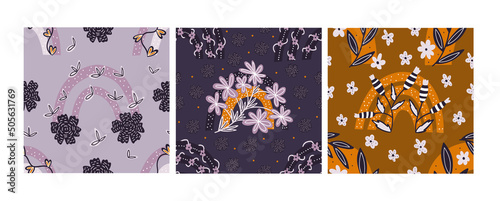 Rainbow boho flower pattern collection