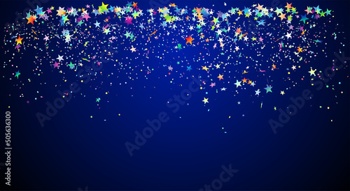 Falling Colorful Confetti On Blue Background