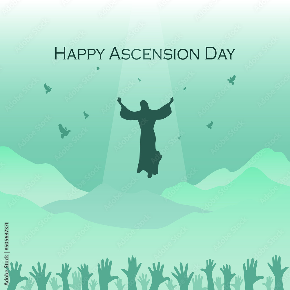 Happy Ascension Day of Jesus Christ. Illustration Ascension Day of