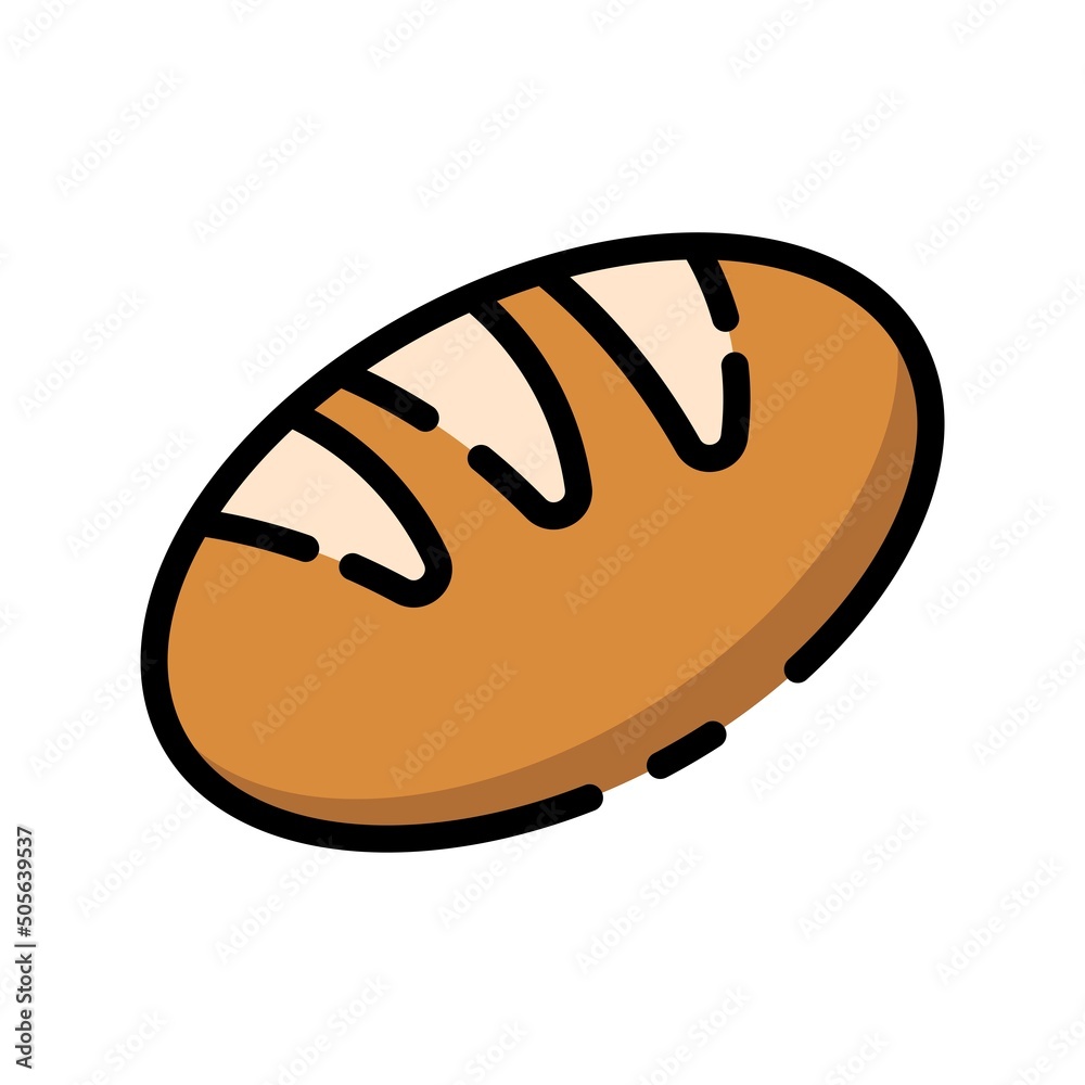Cute Full Bread Flat Design Cartoon for Shirt, Poster, Gift Card, Cover, Logo, Sticker and Icon. Cute Full Bread Flat Design Cartoon for Shirt, Poster, Gift Card, Cover, Logo, Sticker and Icon.