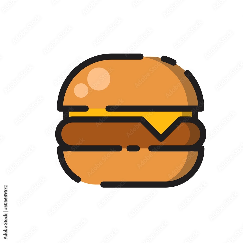 Φωτογραφία Cute Cheese Burger Flat Design Cartoon for Shirt, Poster, Gift Card, Cover, Logo, Sticker and Icon