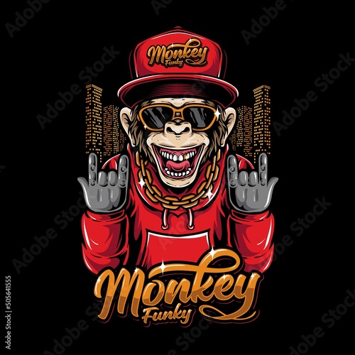 monkey character with gold chain necklace illustration