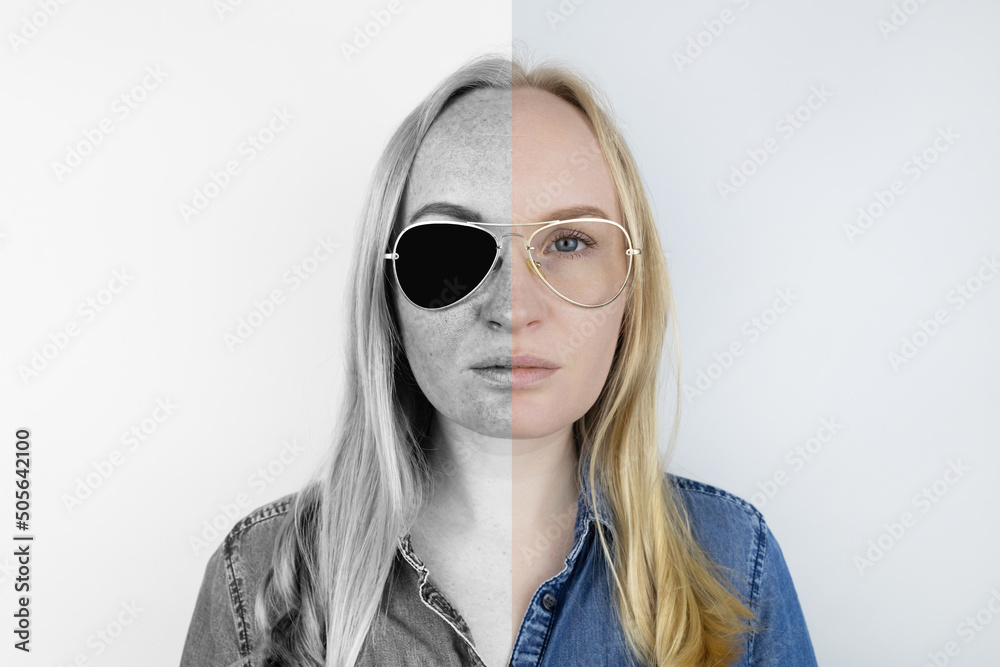 Ultraviolet rays on skin. Protective creams test. On the left, the skin is unprotected and stains from UV exposure are visible on it. On right, skin is clean under the protection of special products. Ultraviolet rays on skin. Protective creams test. On the left, the skin is unprotected and stains from UV exposure are visible on it. On right, skin is clean under the protection of special products.