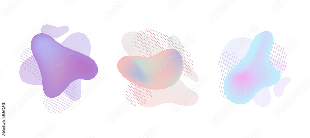 Set of abstract isolated design elements, gradient shapes. Set of abstract isolated design elements, gradient shapes.